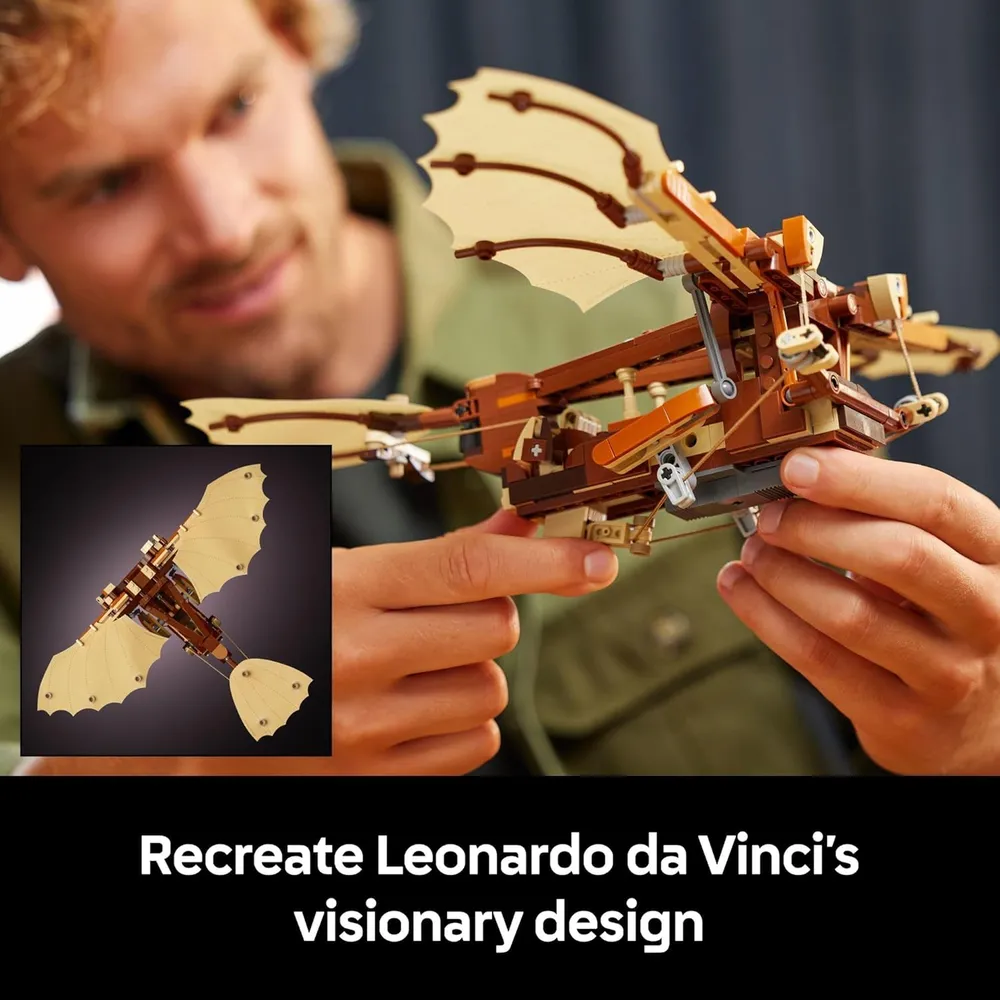 Lego Icons Ornitóptero de Leonardo da Vinci, kit coleccionable con soporte
