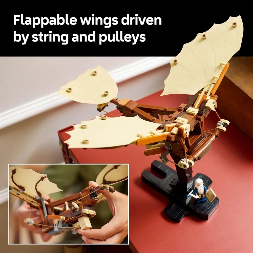 Lego Icons Ornitóptero de Leonardo da Vinci, kit coleccionable con soporte