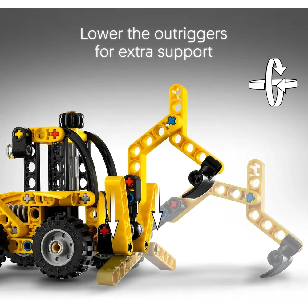 LEGO TECHNIC RETROEXCAVADORA CON PALA Y ESTABILIZADORES
