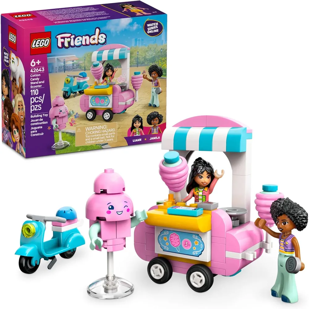 Lego Friends Puesto de algodón de azúcar y patinete, set con minimuñecas