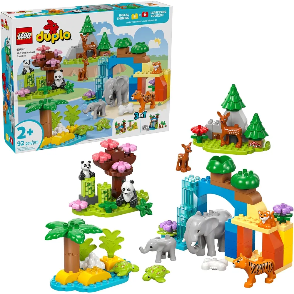 Lego Duplo Town 3 en 1 Familias de animales salvajes, juego educativo