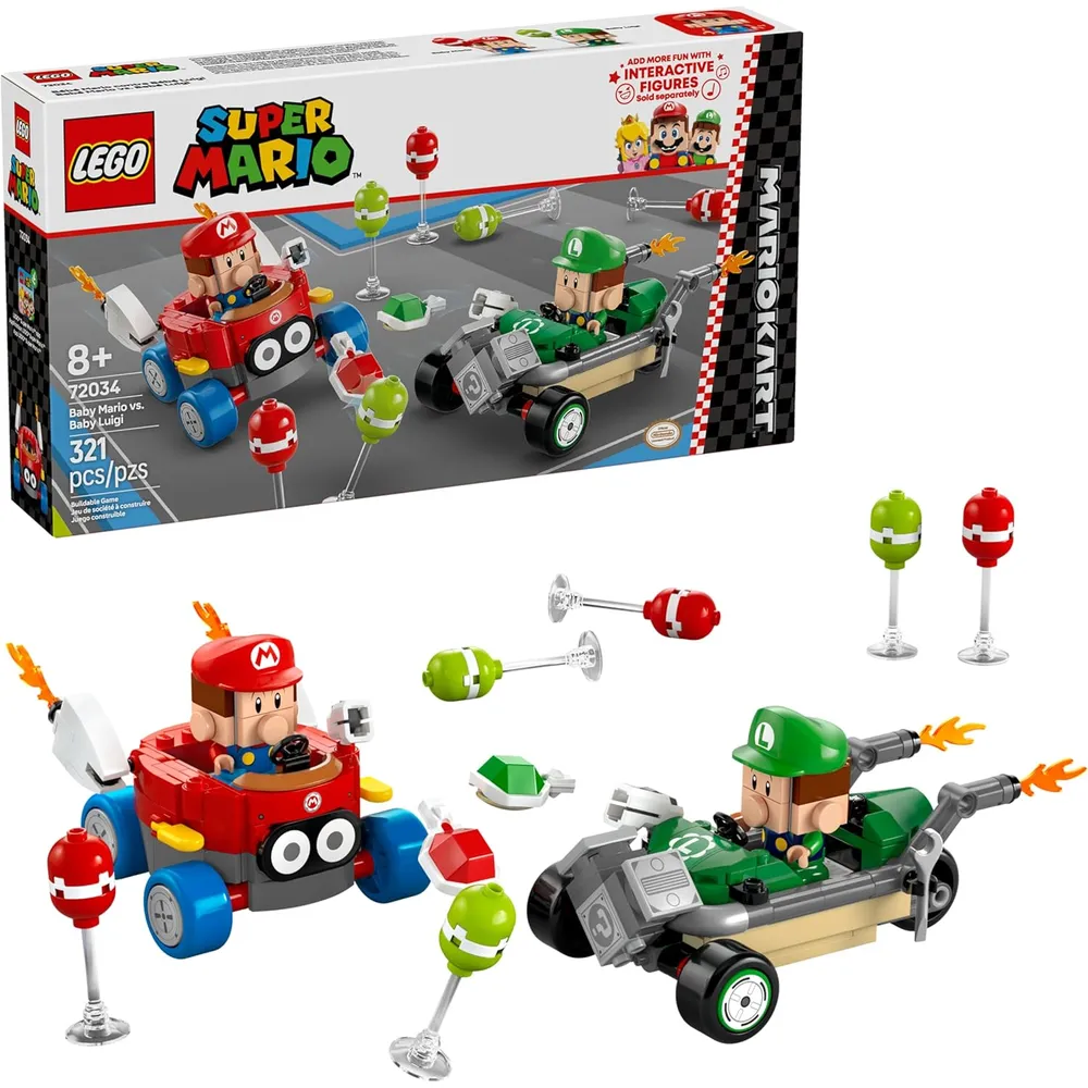 Lego Super Mario Mario Kart Baby Mario vs Baby Luigi, set coleccionable