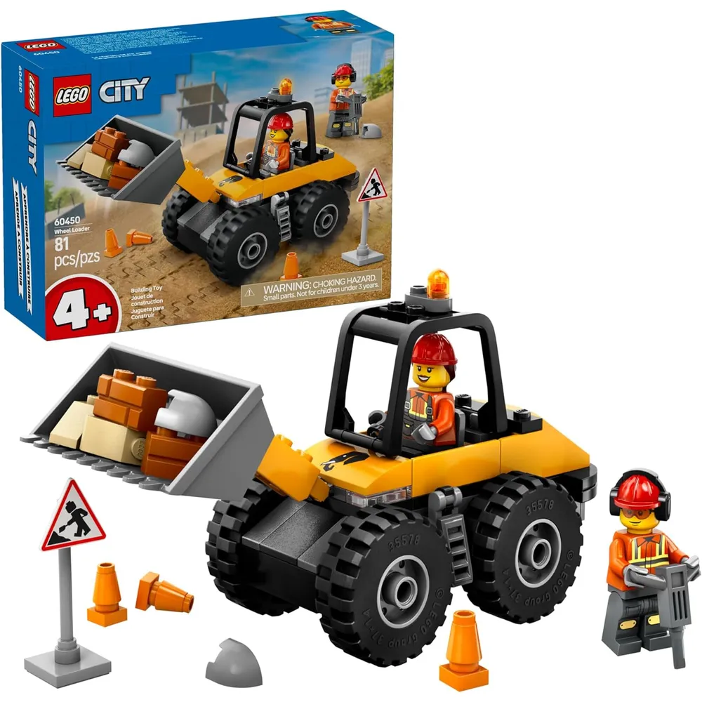 Lego City Cargadora de ruedas amarilla, juguete sensorial de construcción