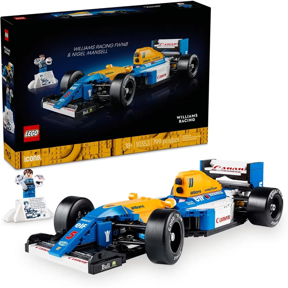 Lego Icons Williams Racing FW14B y Nigel Mansell, coche de Fórmula 1