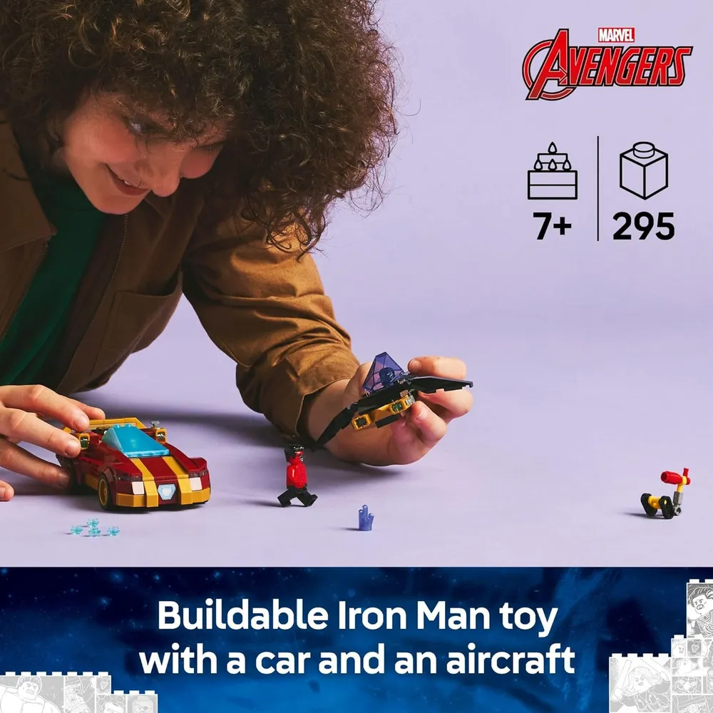 Lego Marvel Iron Man y Pantera Negra vs Hulk Rojo, incluye 3 minifiguras