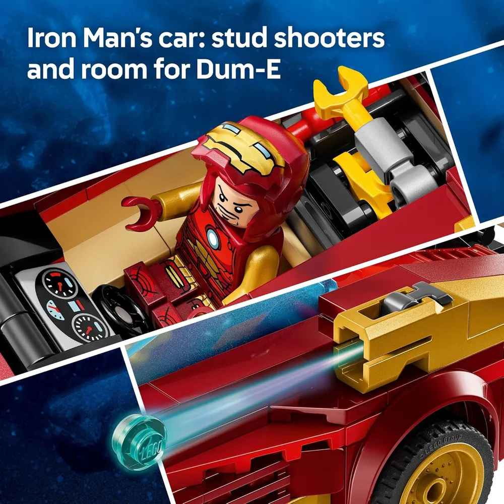 Lego Marvel Iron Man y Pantera Negra vs Hulk Rojo, incluye 3 minifiguras