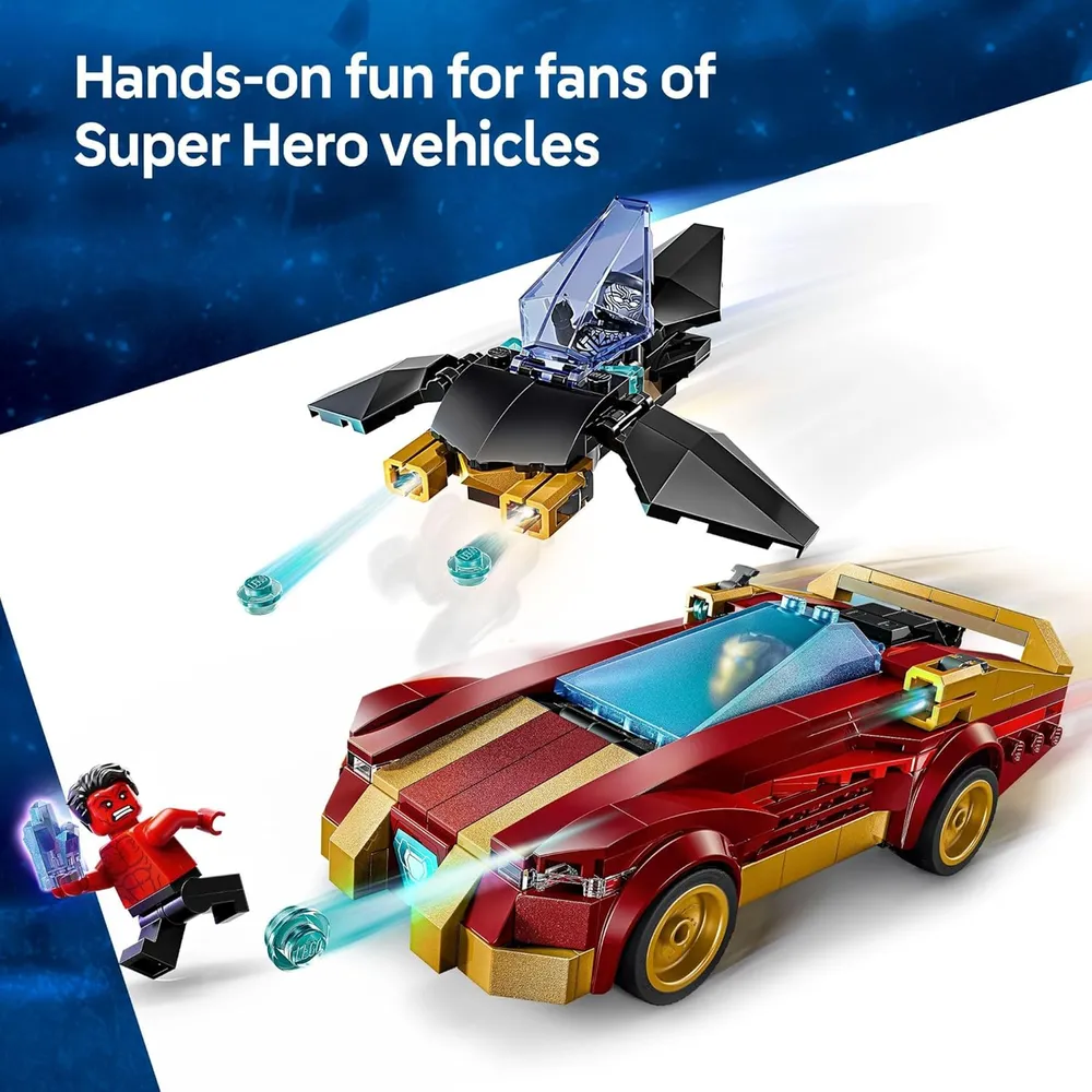 Lego Marvel Iron Man y Pantera Negra vs Hulk Rojo, incluye 3 minifiguras