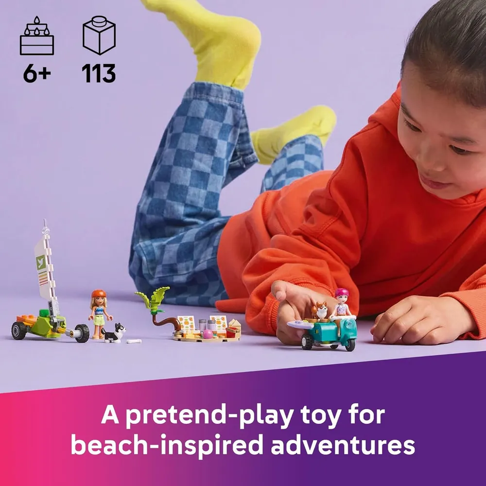 Lego Friends Perros surfistas y patinete, incluye 2 minimuñecas y 2 perros