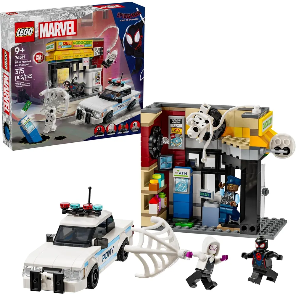 Lego Marvel Spider-Verse Miles Morales vs. Spot, incluye 4 minifiguras