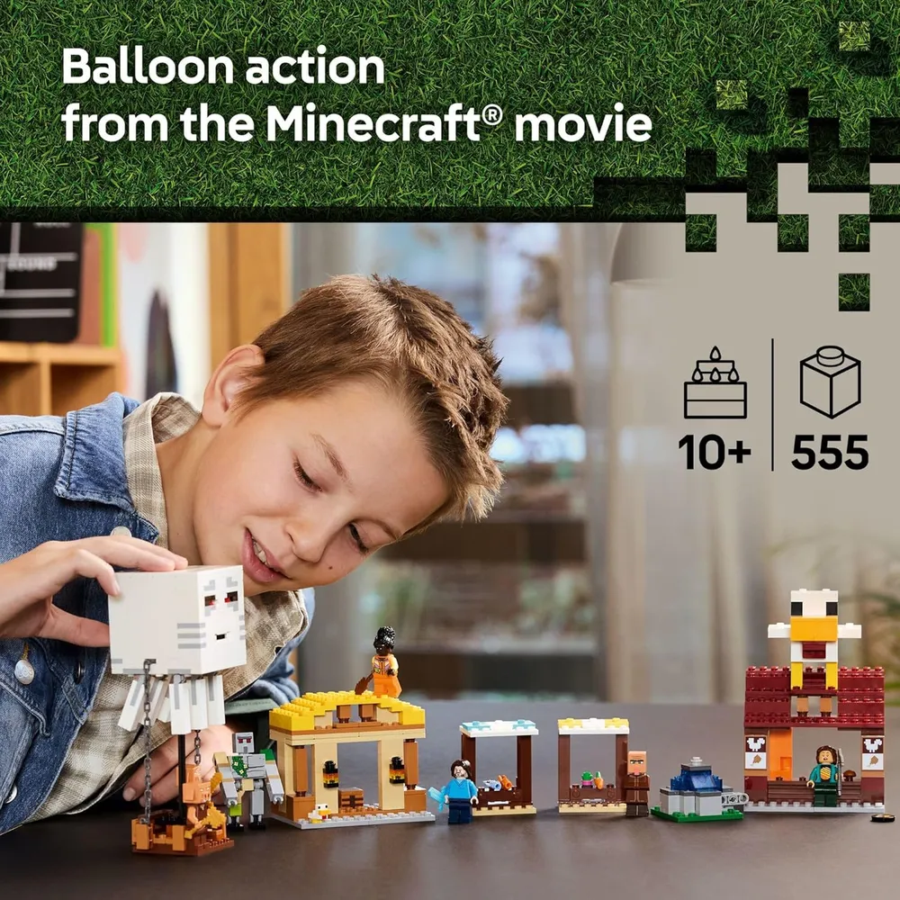 LEGO MINECRAFT ATAQUE DE GLOBOS GHAST A LA ALDEA CON MINIFIGURAS