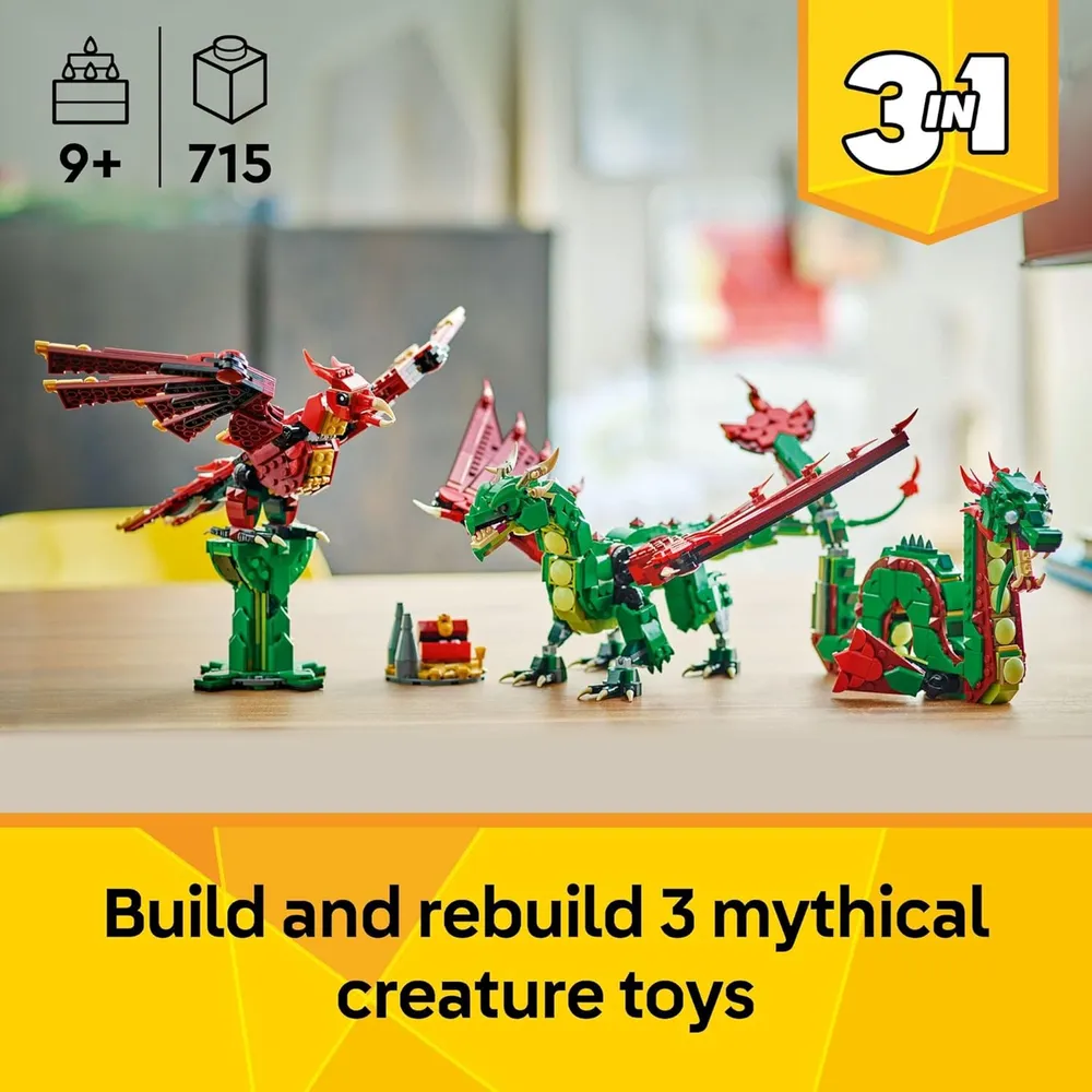 LEGO CREATOR 3 EN 1 DRAGÓN MEDIEVAL: DRAGÓN, SERPIENTE O FÉNIX