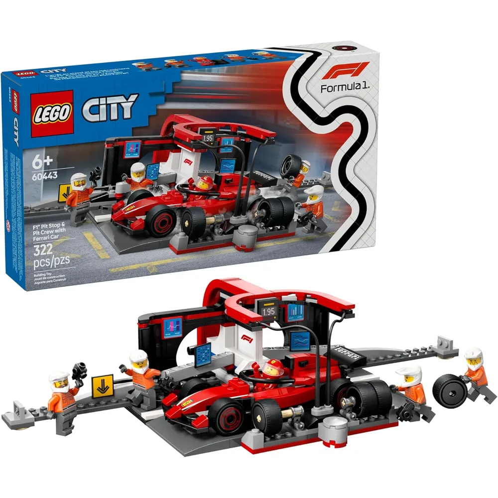 LEGO CITY F1 PARADA EN BOXES CON COCHE FERRARI