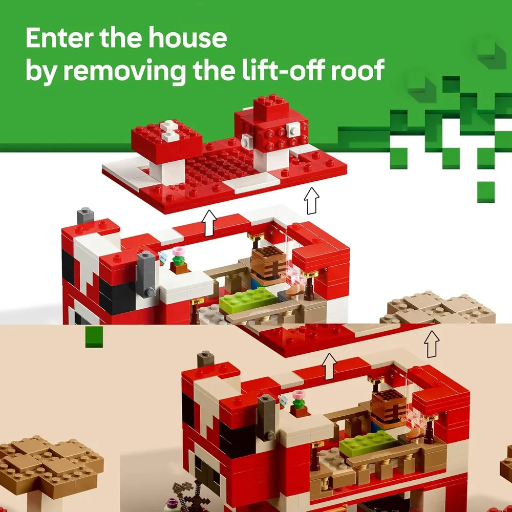 LEGO MINECRAFT LA CASA DE LA VACA CHAMPIÑÓN CON FIGURAS DE STEVE