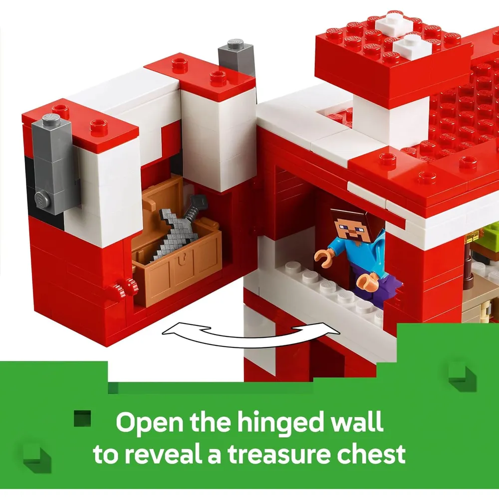 LEGO MINECRAFT LA CASA DE LA VACA CHAMPIÑÓN CON FIGURAS DE STEVE