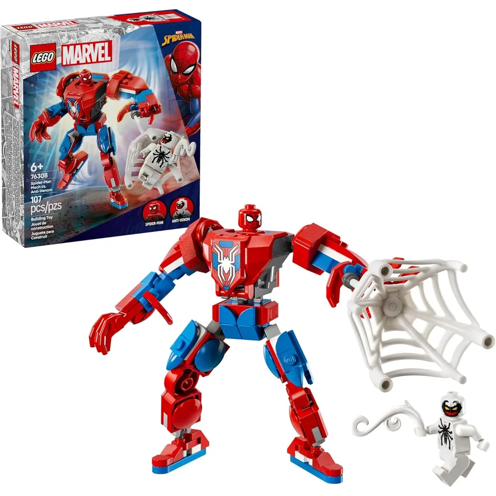 Lego Marvel Spider-Man Mech vs. Anti-Venom, figura de acción para armar