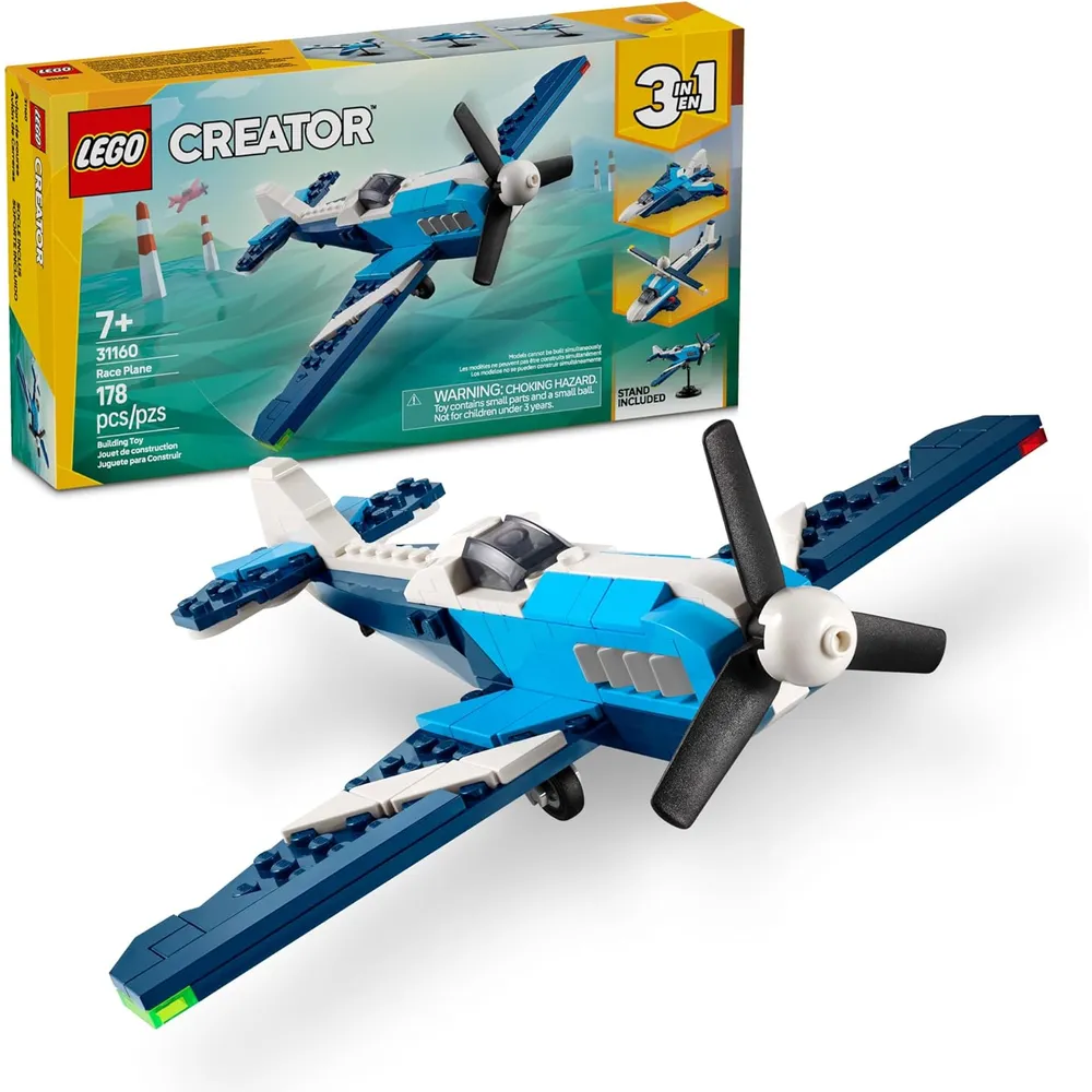 Lego Creator 3 en 1 Avión de carreras, opciones avión, caza o helicóptero