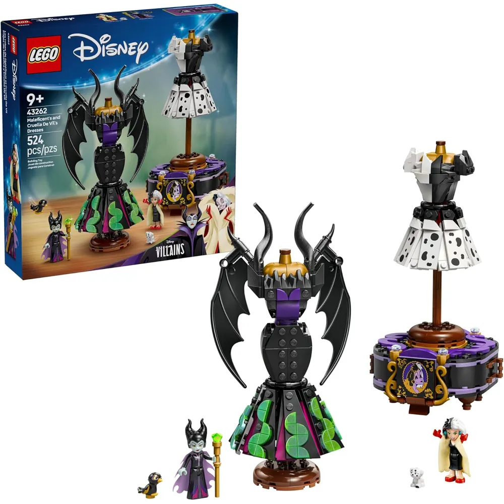 Lego Disney Vestidos de Maléfica y Cruella de Vil, juguete de construcción