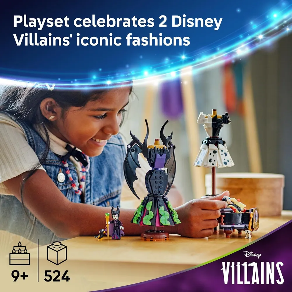 Lego Disney Vestidos de Maléfica y Cruella de Vil, juguete de construcción