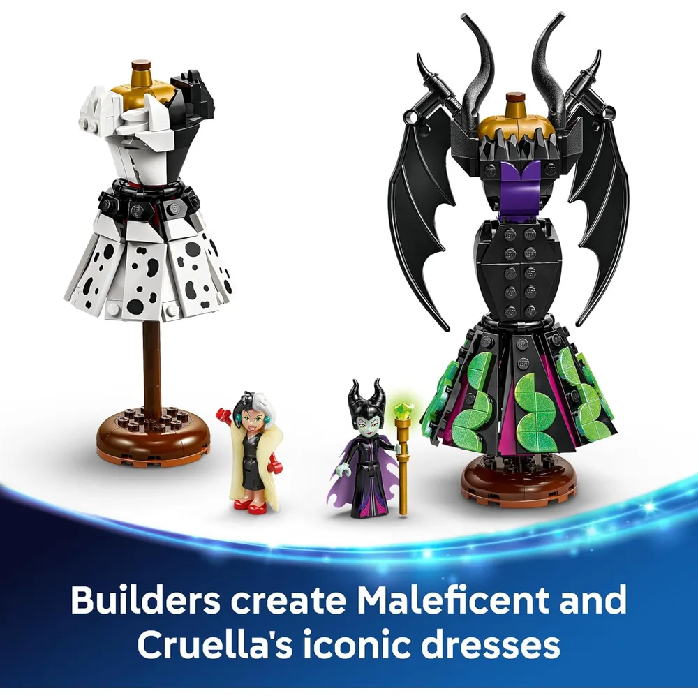 Lego Disney Vestidos de Maléfica y Cruella de Vil, juguete de construcción