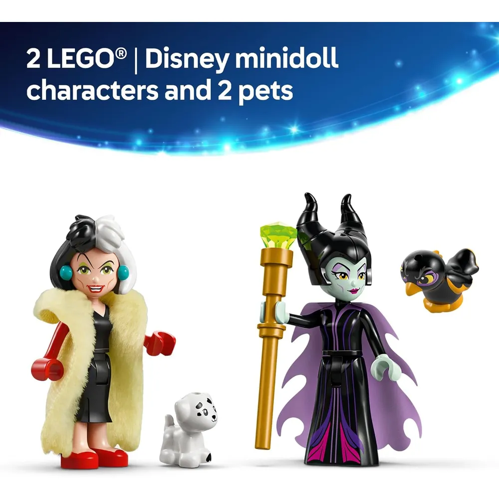 Lego Disney Vestidos de Maléfica y Cruella de Vil, juguete de construcción