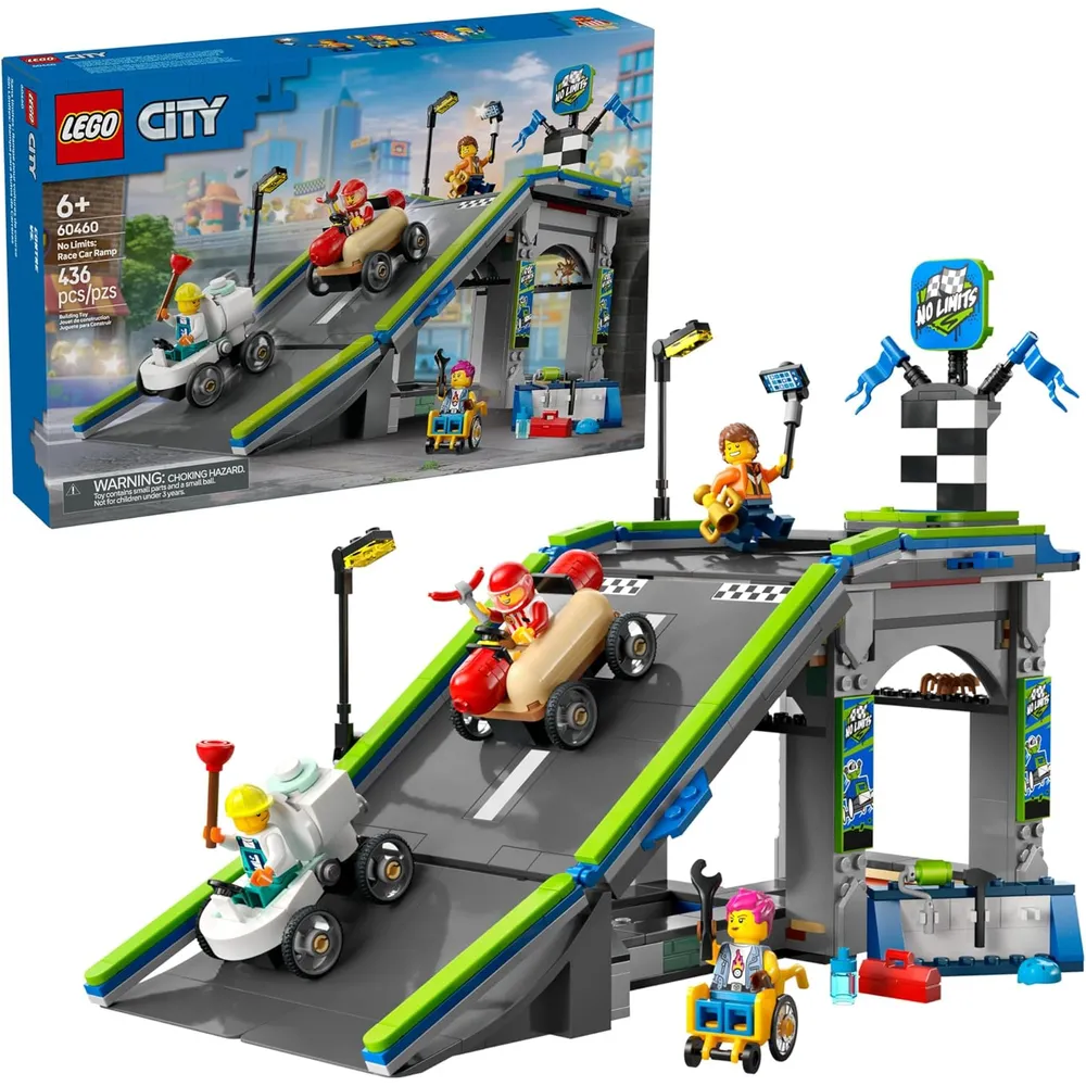 Lego City Sin Límites Pista de carreras con rampa, incluye coches y minifiguras