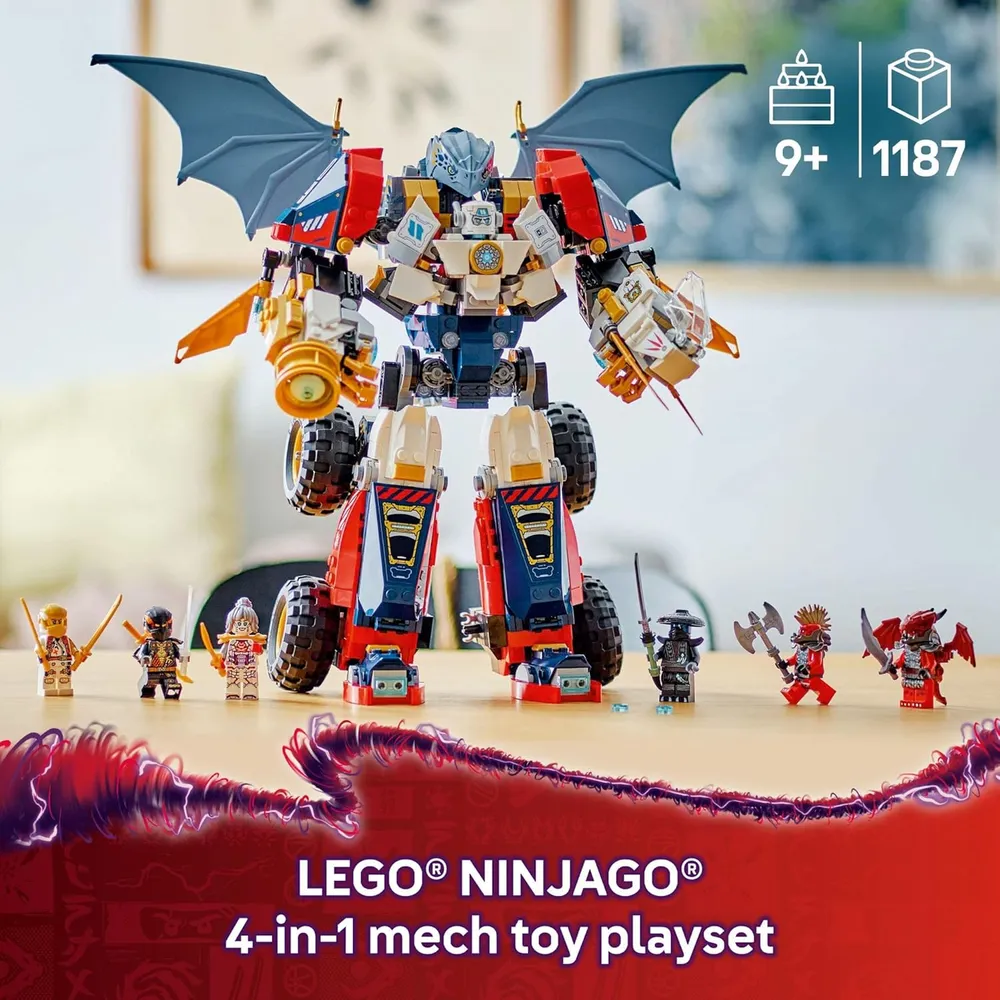 Lego Ninjago Zane's Ultra Combiner Mech, set 4 en 1 con 6 minifiguras