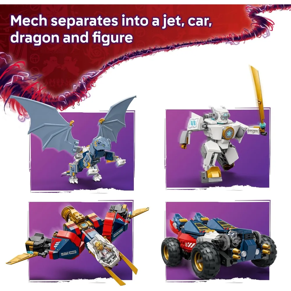 Lego Ninjago Zane's Ultra Combiner Mech, set 4 en 1 con 6 minifiguras