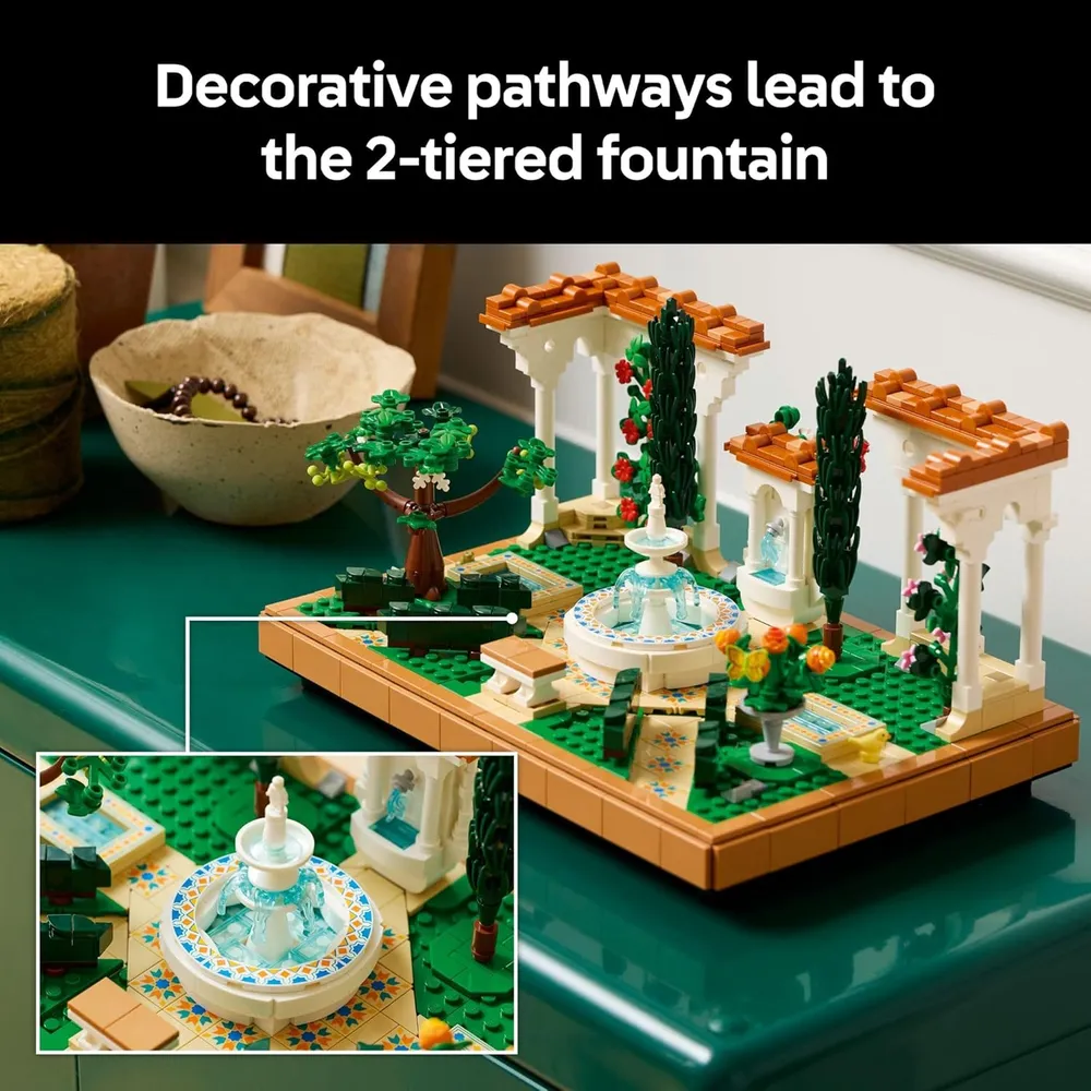 Lego Icons Jardín con fuente, kit de bricolaje y decoración