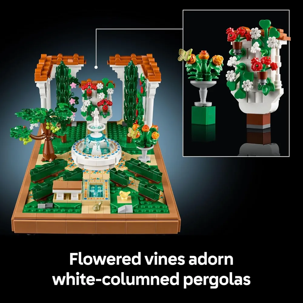 Lego Icons Jardín con fuente, kit de bricolaje y decoración