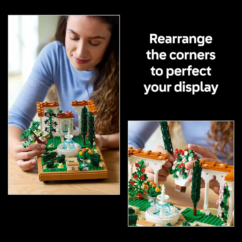 Lego Icons Jardín con fuente, kit de bricolaje y decoración