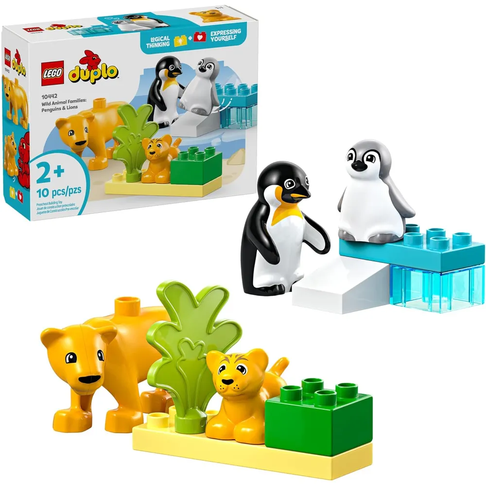 LEGO DUPLO TOWN FAMILIAS DE ANIMALES SALVAJES: PINGÜINOS Y LEONES