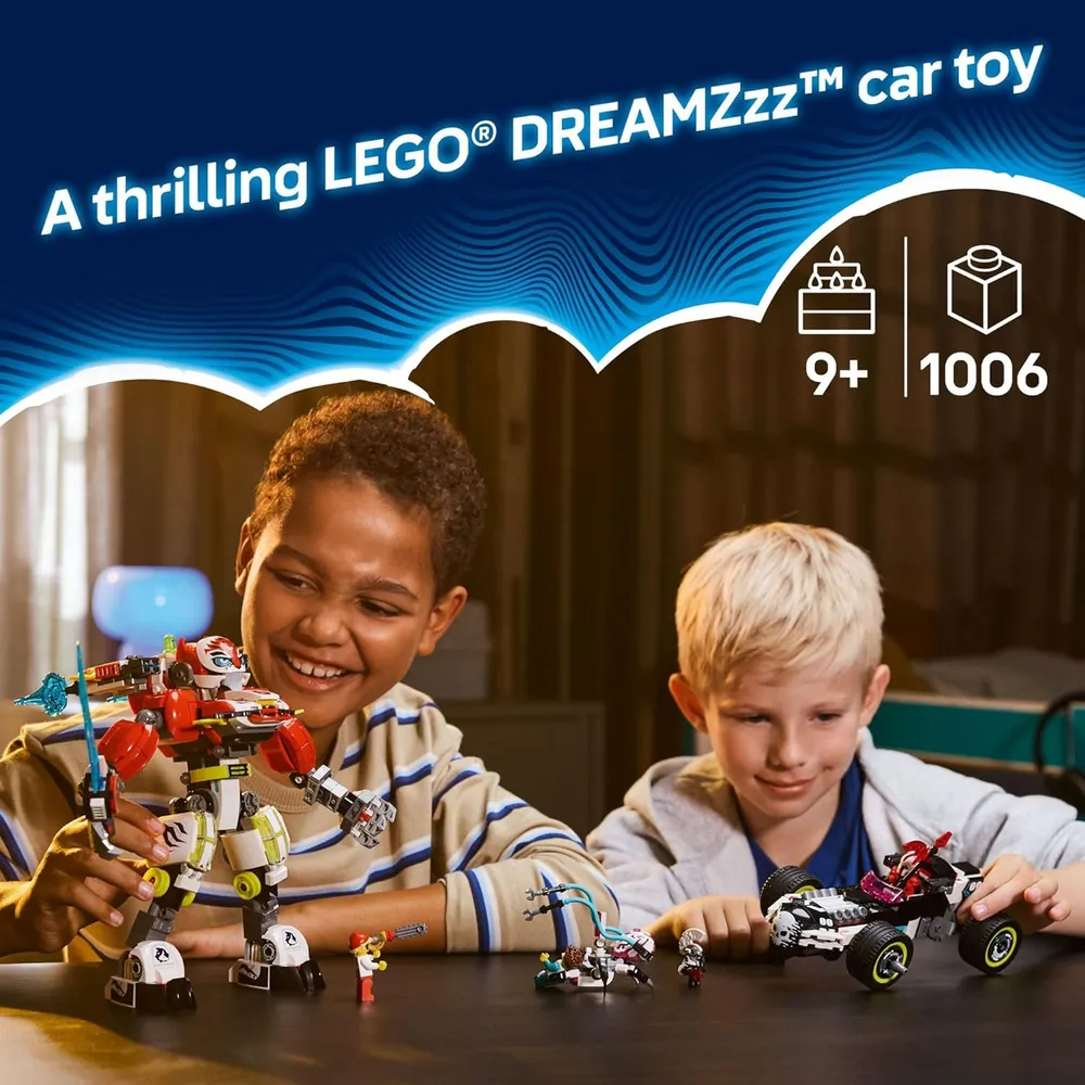 Lego Dreamzzz Cooper's Tiger Mech y Zero's Hot Rod Car, robot de acción