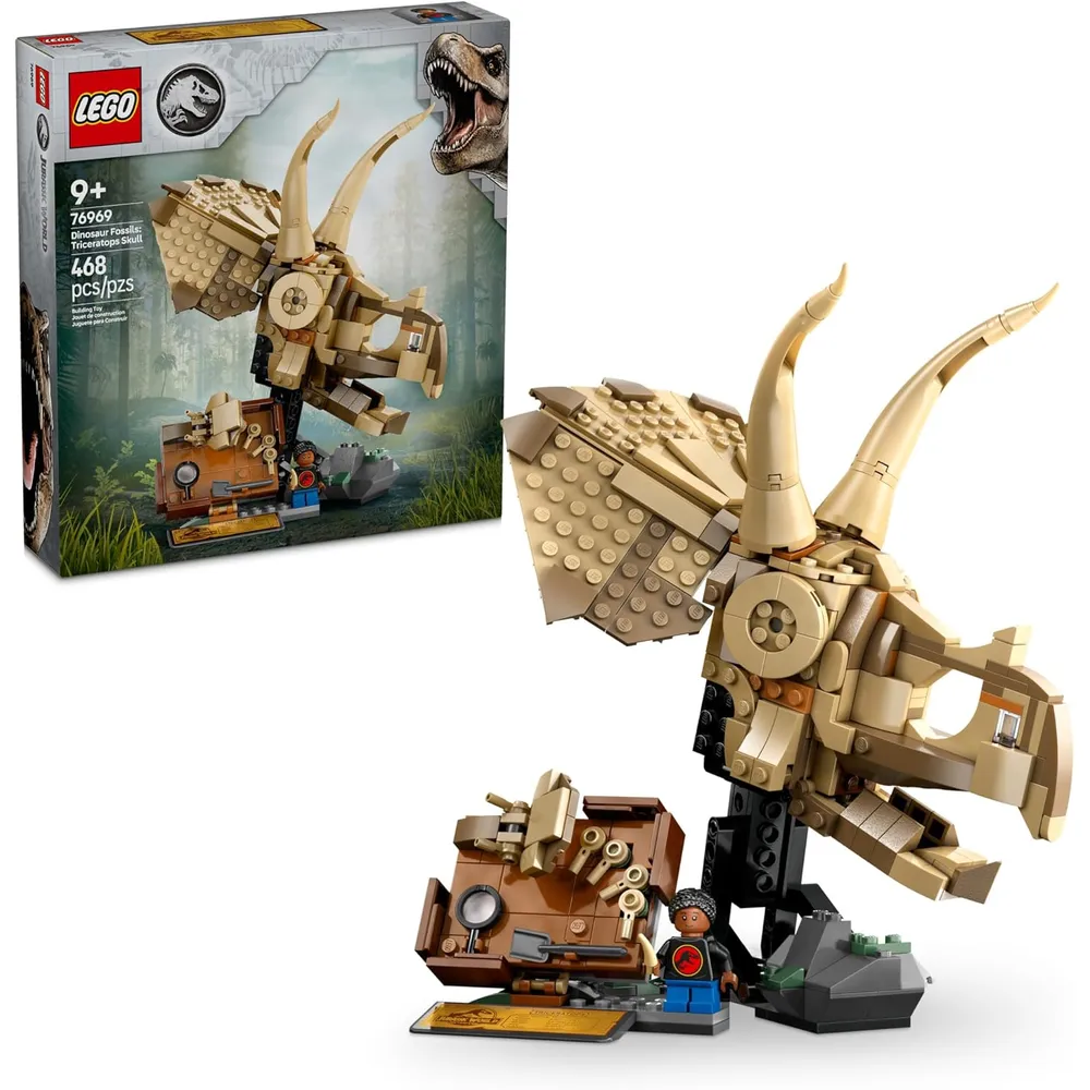 Lego Jurassic World Cráneo de Triceratops con fósiles de dinosaurios