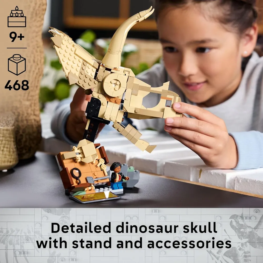 Lego Jurassic World Cráneo de Triceratops con fósiles de dinosaurios