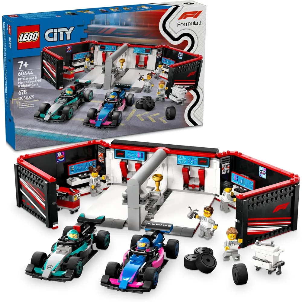 Lego City F1 Garage con coches Mercedes-AMG y Alpine, set de construcción