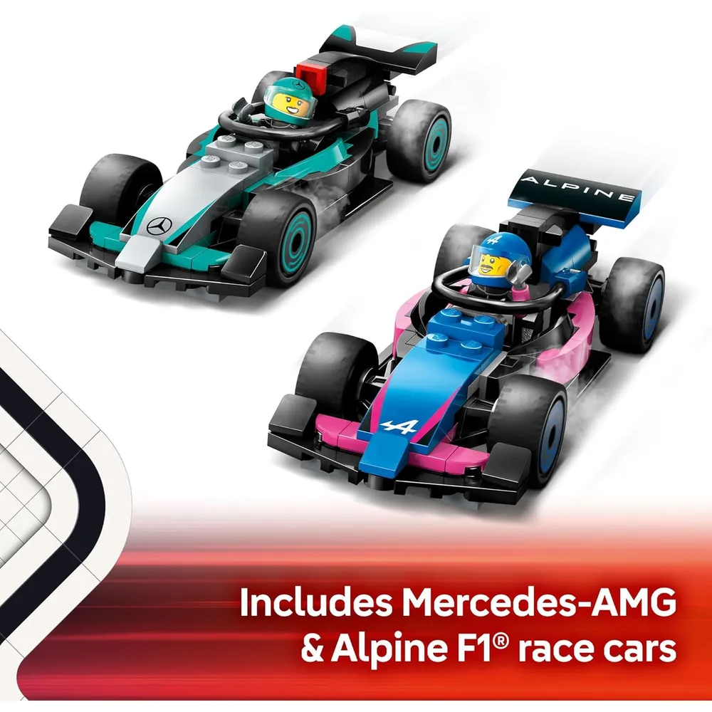 Lego City F1 Garage con coches Mercedes-AMG y Alpine, set de construcción