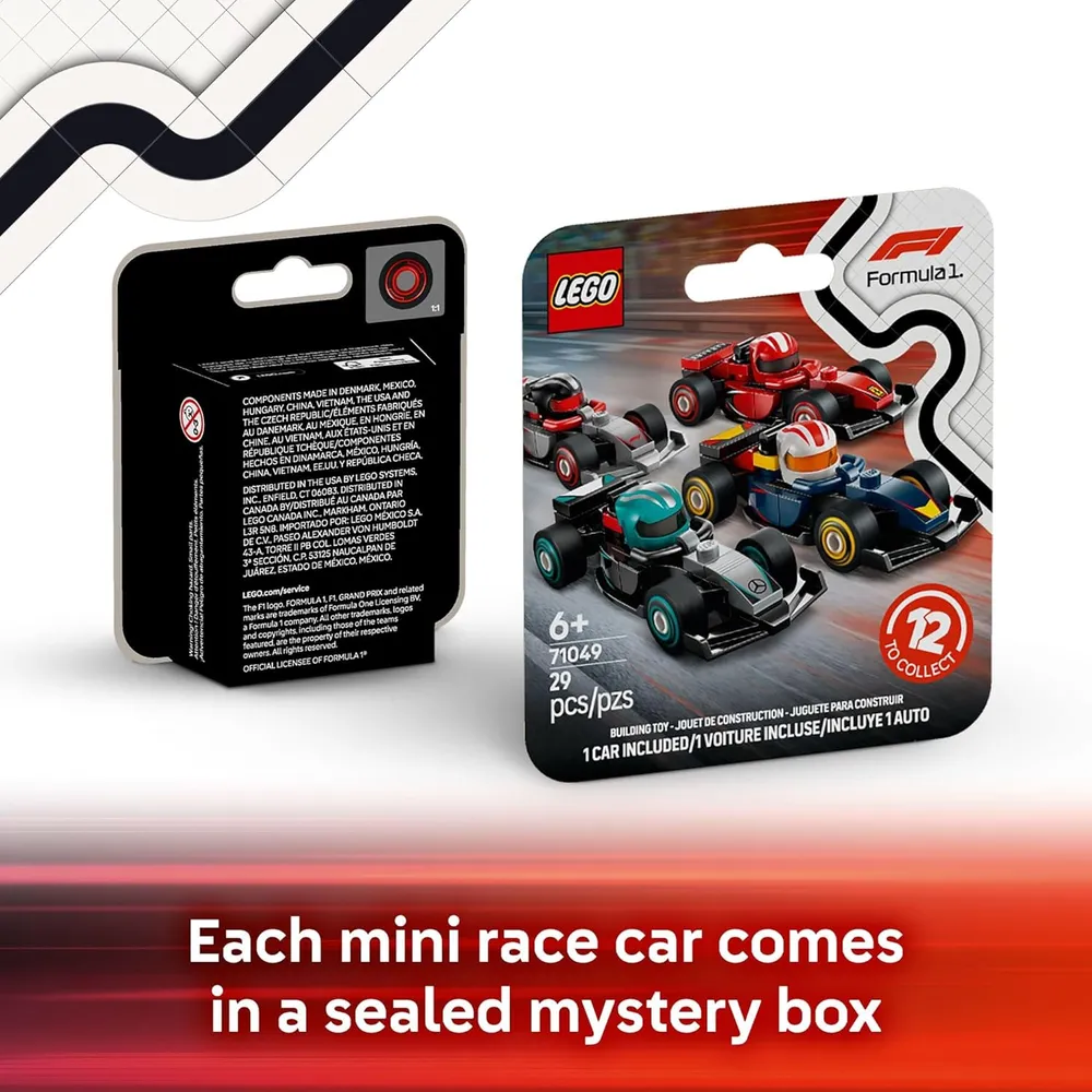 Lego F1 Pack 6 coches de carreras coleccionables, caja sorpresa para niños