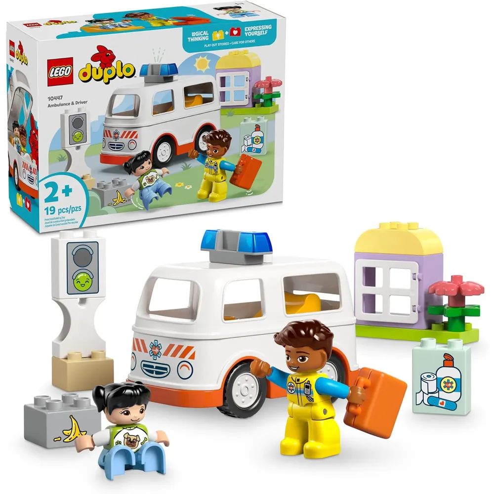 Lego Duplo Town Ambulancia y Conductor, juego educativo de simulación