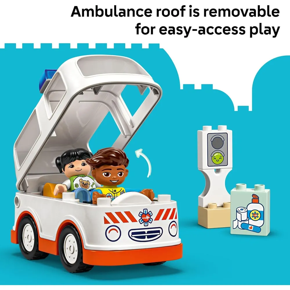 Lego Duplo Town Ambulancia y Conductor, juego educativo de simulación