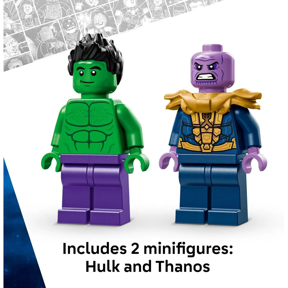 Lego Marvel Hulk Camión vs Thanos, camión monstruo con minifiguras