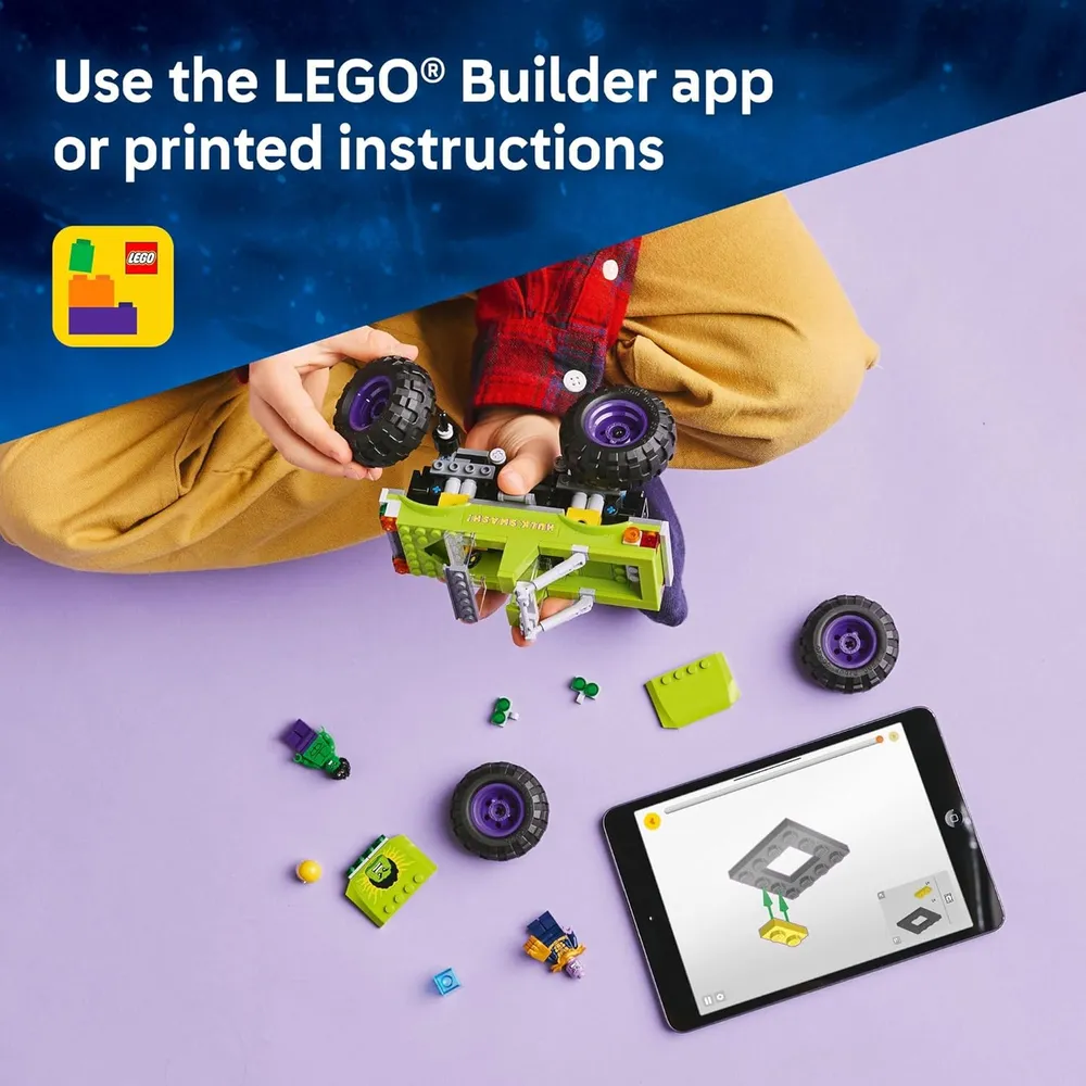 Lego Marvel Hulk Camión vs Thanos, camión monstruo con minifiguras
