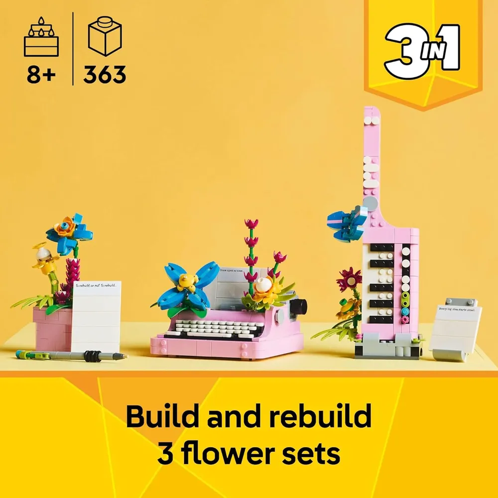 LEGO CREATOR 3 EN 1 MÁQUINA DE ESCRIBIR CON FLORES