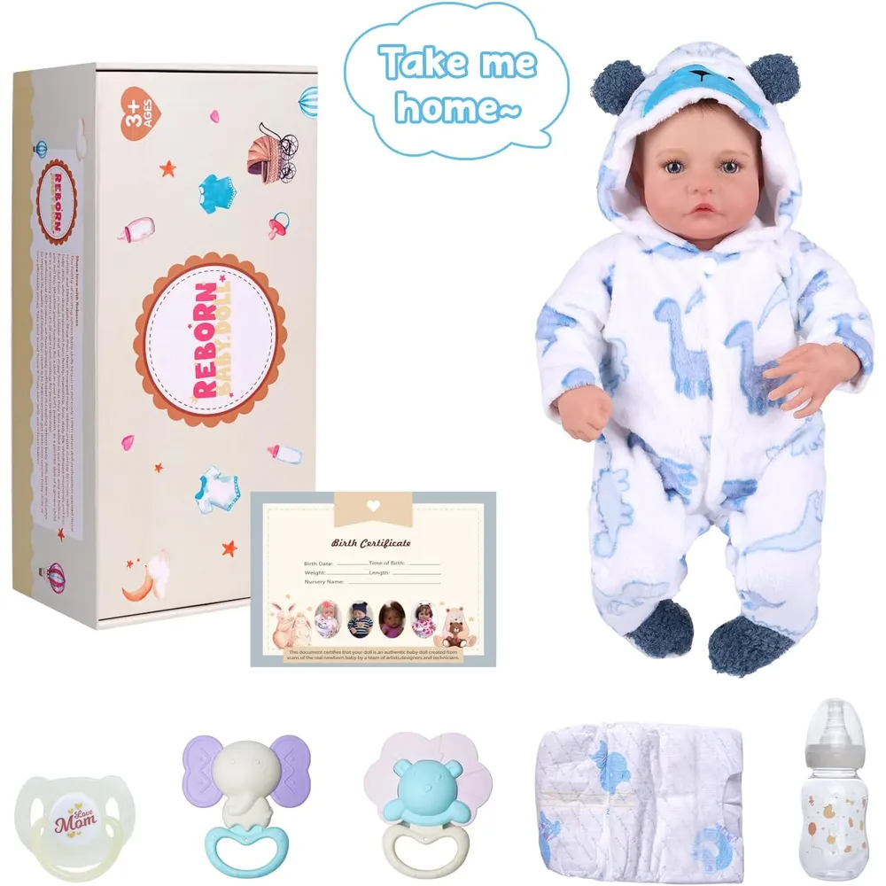 BABESIDE Silicona 17"/43 cm muñeca bebé realista con caja