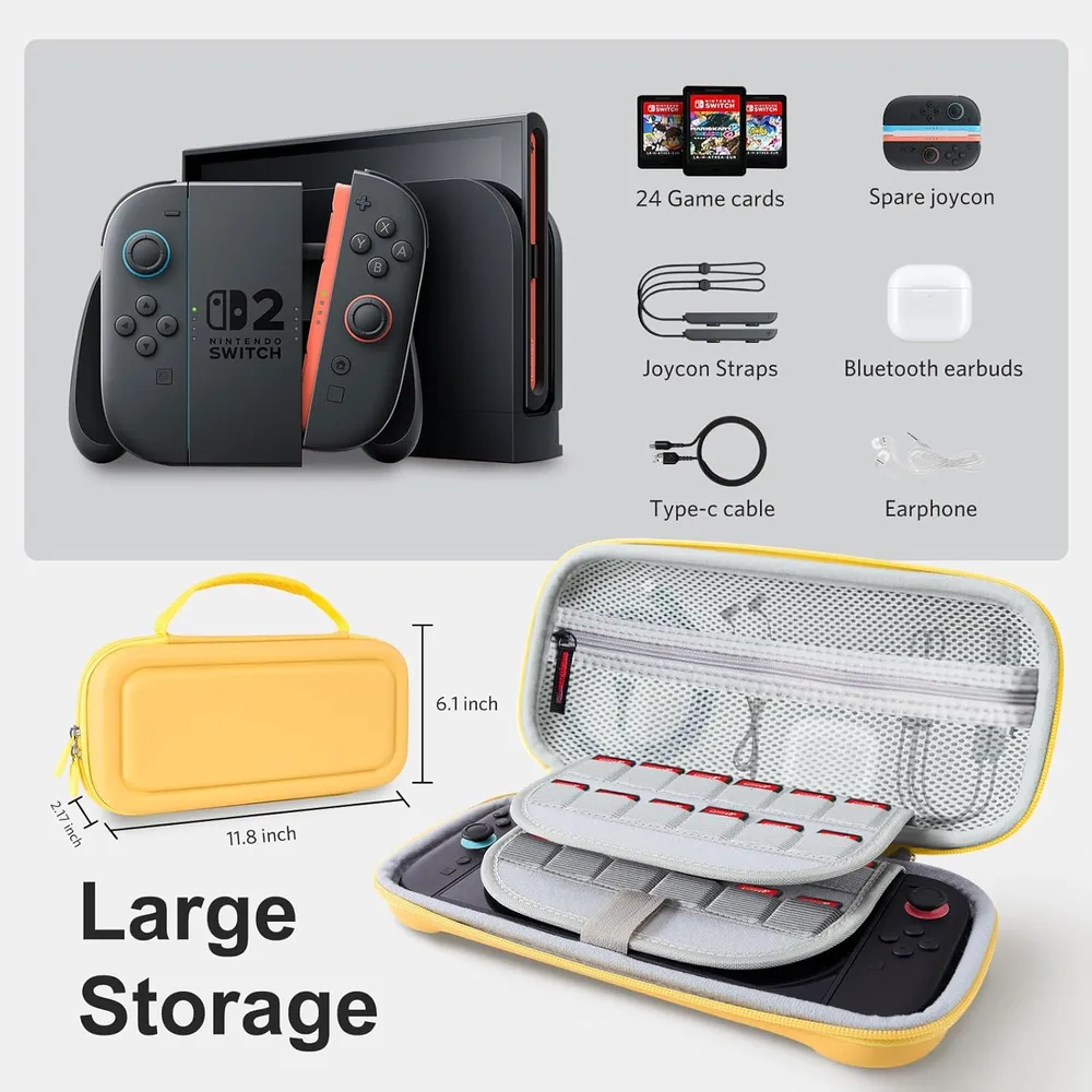 b0dj2vgvnd_1_webp.webp Estuche de Viaje Gran Capacidad para Nintendo Switch 2 | Amarillo