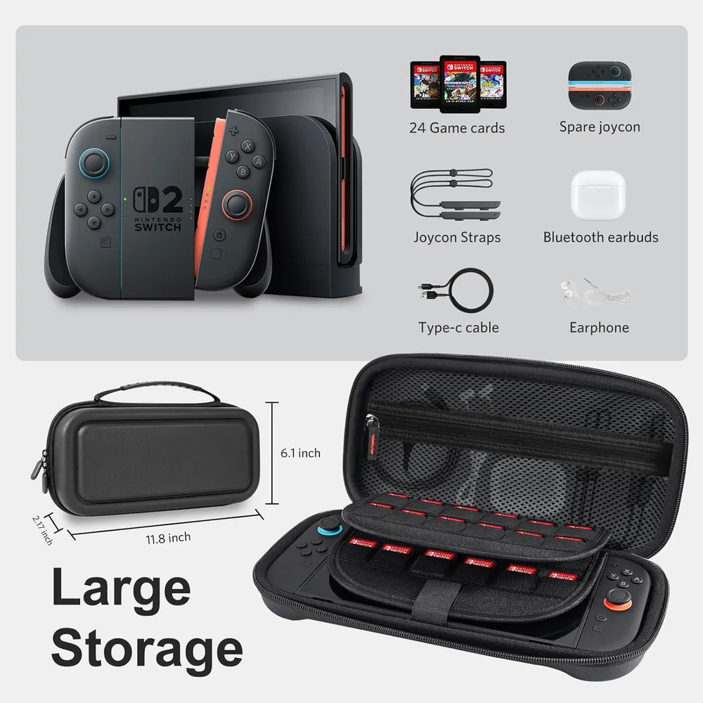 b0dj2w38wk_1_webp.webp Estuche de Viaje Gran Capacidad para Nintendo Switch 2 | Negro