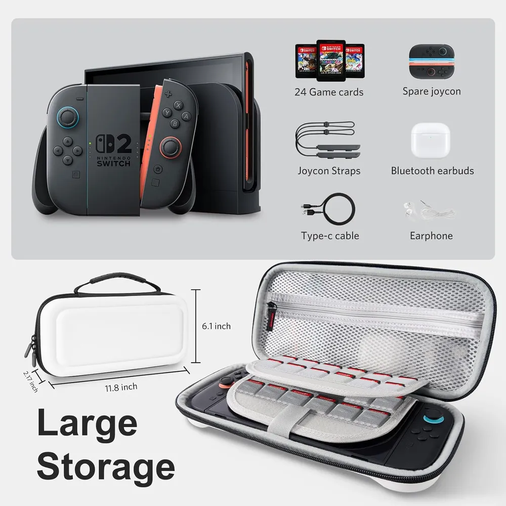 b0dj2w3j92_1_webp.webp Estuche de Viaje Gran Capacidad para Nintendo Switch 2 | Blanco