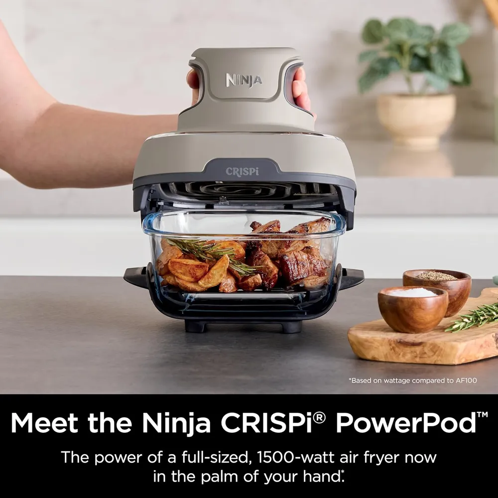 NINJA CRISPI FN101ST, FREIDORA DE AIRE PORTÁTIL 4 EN 1, CON VIDRIO | PIEDRA