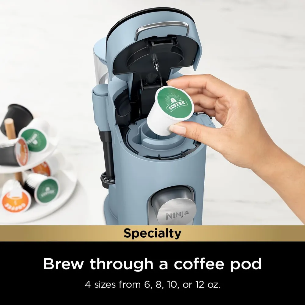 NINJA CAFETERA PODS & GROUNDS XL, ESPUMADOR Y DEPÓSITO 2 L | AZUL VAQUERO