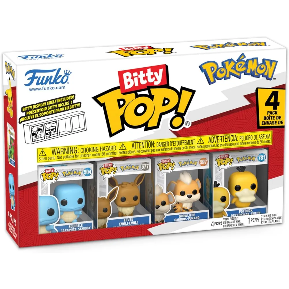Funko Pop | Pack de 4 Bitty de Pokémon (Eevee, Squirtle, Growlithe, Psyduck)