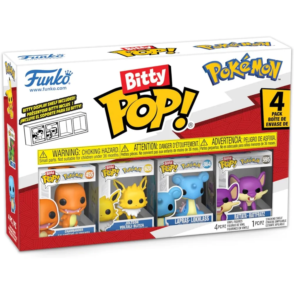Funko Pop | Pack de 4 Bitty de Pokémon (Charmander, Jolteon, Lapras, Rattata)